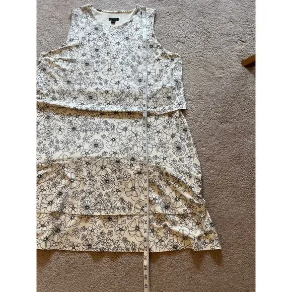 J.Jill Wearever Layered Tiered Sleeveless Dress Size XLP Cream Floral Stretch - Picture 8 of 8